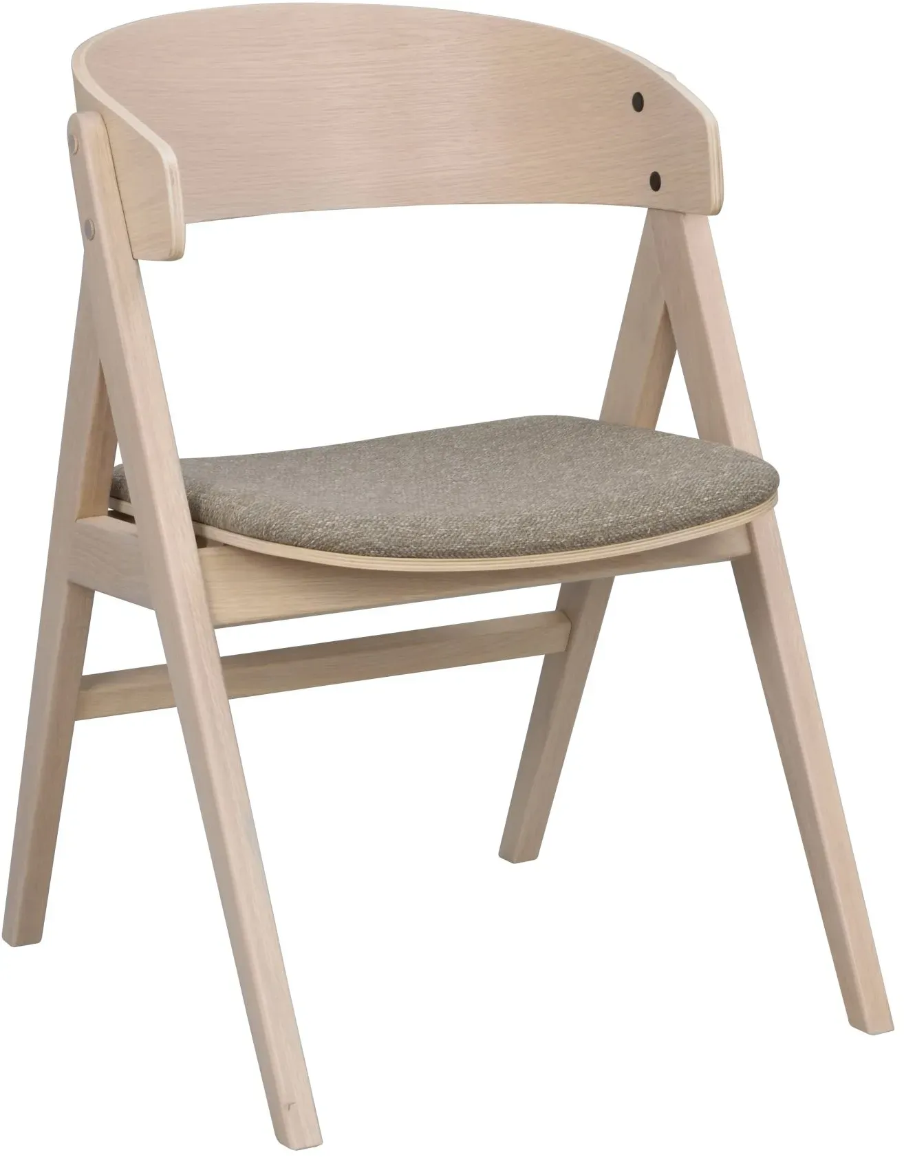 Stuhl Waterton 2er Set, Eiche Whitewash, skandinavisch gepolstert, braun, FSC-zertifiziert