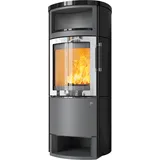Kaminofen HARK 44-5.3 GT FlameKat Raumluftunabhängig 8 kW - Ofenkacheln: schwarz-glänzend - Korpus: titan/verchromt
