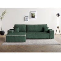 Beautysofa Ecksofa Erni, inkl. Schlaffunktion, Bettkasten, L-Form Polsterecke im modernes Stil, 275 cm Sofa, stilvoll Corner Schlafsofa grün