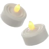 MARELIDA LED Teelichter flackernd flammenlos inkl. Batterien Timer D: 3,6cm weiß 2er Set