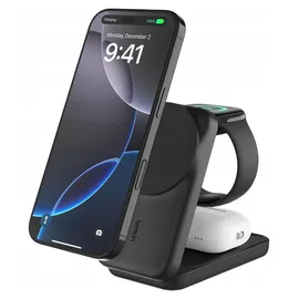 Belkin UltraCharge faltbare magnetische 3-in-1-Ladestation mit Qi2 25W schwarz, eckig