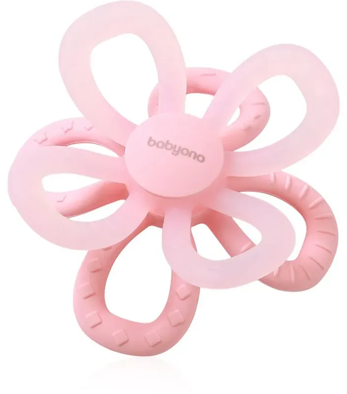 BabyOno Silicone Teether Flower Beißring Pink 1 St.