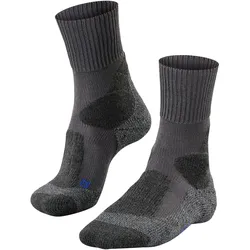Wandersocken FALKE "TK1 Adventure Cool", Herren, Gr. 42-43, grau (asphalt meliert), Materialmix, normal, Socken, Kühlende Wirkung, schnelle Rücktrocknung, gepolstert