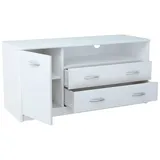 matkam Fernsehkommode Lowboard 110x55x41 cm Weiß Holzwerkstoff