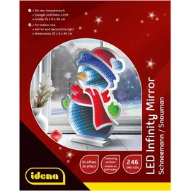 IDENA LED Infinity Mirror Schneemann, 35x8x45cm für Innen,