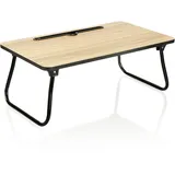 com-four® Bett-Serviertisch - moderner Knietisch - klappbarer Betttisch mit Tablethalterung - Beistelltisch, Betttablett (1 Stück - braun)