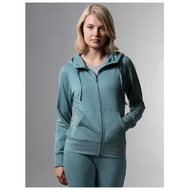 TRIGEMA Sweatjacke TRIGEMA "TRIGEMA Kapuzenjacke", Damen, Gr. XXL, grün (seegras), Sweatware, 50% Baumwolle, 50% Polyester, lang, ohne Ausschnitt, Sweatjacken Sweatjacke