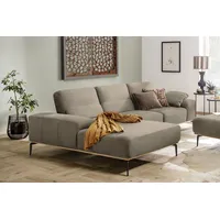 Ecksofa W.SCHILLIG "run, Designsofa mit tollem Sitzkomfort, bequem, L-Form", beige (ecru w82), B:299cm H:88cm T:178cm, Longlife Xtra-Leder Z73: Naturwalkleder der Luxusklasse aus den erlesensten Rohhäuten. Hautstärke 1, 1 u2013 1, 3 mm, ROHLEDER Jacquard-Flachgewebe Q2 W60 (63% Polyester, 37% Polyacryl), ROHLEDER Chenille-Flachgewebe Q2 W77 (68% Polyacryl, 32% Polyester), Stoff S37 (100% Polyester), Sofas, mit Holzsockel, Füße in Schwarz pulverbeschichtet, Breite 299 cm