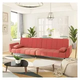 vidaXL Schlafsofa 2-Sitzer mit 2 Kissen Rosa Samt