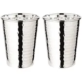 Edzard 2er Set Silberbecher Trinkbecher Becher Mido, gehämmert, edel versilbert, Höhe 10 cm