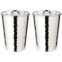 Edzard 2er Set Silberbecher Trinkbecher Becher Mido, gehämmert, edel versilbert, Höhe 10 cm