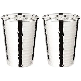 Edzard 2er Set Silberbecher Trinkbecher Becher Mido, gehämmert, edel versilbert, Höhe 10 cm