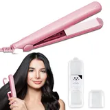 MagiSel Haarglätter, Haarglätter 2 in 1, Mini-Haarglätter, professionell, Glätteisen, Glätteisen, Mini-Haarglätter für Reisen mit Schutzbox, für Zuhause oder Salon, Rosa