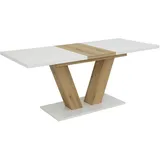 Hela "HAMM", weiß, eiche, weiß, eiche, weiß, evoke eiche, Einlegeplatte, Tische, ausziehbar,ABS-Kante,Melamin,Synchronauszug,Säule,Bodenplatte