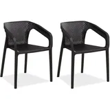 Homestyle4u Gartenstuhl 2er Set in Schwarz 2682