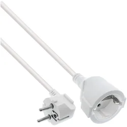 InLine Strom-Verlängerung Schutzkontakt Stecker gewinkelt / Buchse - weiß - 10m
