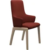Polsterstuhl STRESSLESS "Laurel", rot (rot dinamica, walnuss), B:58cm H:105cm T:60cm, Microfaser DINAMICA (88% Polyester, 12% Polyurethan), Stühle, High Back mit Armlehne, Größe L, mit abgerundeten Beinen in Walnuss