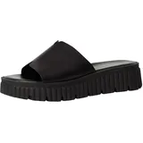 TAMARIS Damen Pantolette mit Keilabsatz Leder, schwarz, 42 EU