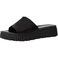 TAMARIS Damen Pantolette mit Keilabsatz Leder, schwarz, 42 EU