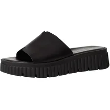 TAMARIS Damen Pantolette mit Keilabsatz Leder, schwarz, 42 EU