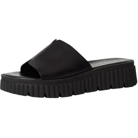 TAMARIS Damen Pantolette mit Keilabsatz Leder, schwarz, 42 EU