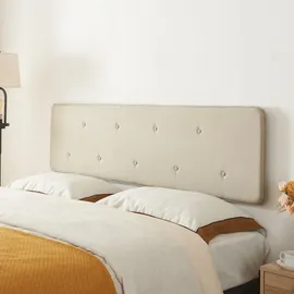 [en.casa] Kopfteil, Beige, Holzwerkstoff, Textil, 160x4x52 cm, Schlafzimmer, Betten, Bett-Kopfteile
