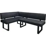 byLIVING Eckbank Vancouver/Vintage Mikrofaser anthrazit/Metall Gestell schwarz pulverbeschichtet/Taschenfederkern/Langer Schenkel rechts/Küchenbank/Sitzbank / 125 x 181,5, H 86 cm
