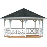 Palmako Pavillon Betty 18,0 m2 Weiß Grundiert 465 cm x 551 cm