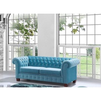 JVmoebel Chesterfield-Sofa Luxus Türkis Chesterfield Dreisitzer Couch Polstermöbel Neu, Made in Europe blau