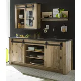 furn.design Küchenzeile Stove 200 cm Used Wood hell und anthrazit