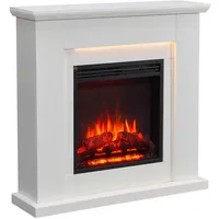 Elektrokamin, Weiß, Metall, Holzwerkstoff, 89x88x25 cm, Fernbedienung, Flammeneffekt separat schaltbar, Überhitzungsschutz, Thermostat, Dimmer, Freizeit, Heizen & Kühlen, Elektrokamine