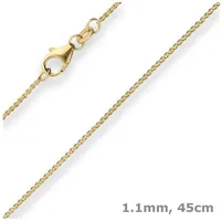 Schmuck Krone Goldkette 1,1mm Zopfkette aus 585 Gelbgold 45cm, Gold 585 goldfarben