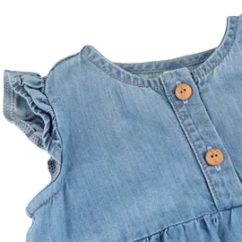 Maximo Sommerkleid (1-tlg) Denim-Optik, Rüschenärmel, Holzknöpfe, Blau blau 74/80 EU