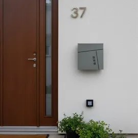 Relaxdays Briefkasten mit Zeitungsfach, HBT: 37,5 x 37 x 10,5 cm, DIN C4, wetterfest, 4 Schlüssel, Postkasten, anthrazit