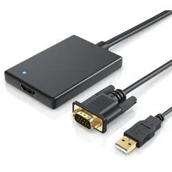 CSL Audio- & Video-Adapter VGA, USB Typ A zu HDMI, VGA zu HDMI Adapter, Konverter Kabel 1920x1080 Full HD 1080p