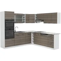 Vicco Küchenzeile R-Line L-Form 237 cm Edelgrau/Weiß