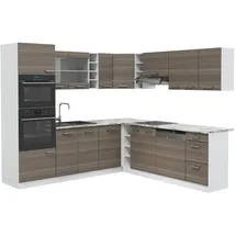 Vicco Küchenzeile R-Line L-Form 237 cm Edelgrau/Weiß