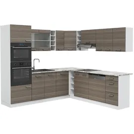 Vicco Küchenzeile R-Line L-Form 237 cm Edelgrau/Weiß