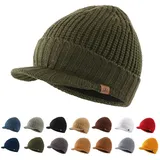 Magracy Herren Winter Knit Visor Hat Outdoor Dicke Schirmmütze Beanie Mütze Gr. Einheitsgröße, Army Green - Einheitsgröße
