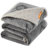 FEANDREA Tierdecke, Sherpa TPU-Folie Flanell, S-XXL wasserdicht für Haustier grau 152 cm x 203 cm