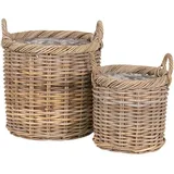 Xxxl Korbset, Braun, Kunststoff, 2-teilig, Rattan, rund, 40x48x40 cm, Ordnen & Aufbewahren, Aufbewahrungskörbe