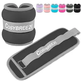 Cosybreeze Gewichtsmanschetten Fuß Gewichte für Beine und Arme Fußgewichte und Fußgelenkgewichte für Fitnessstudio Bewegung Laufen Joggen 2kg 1 Paar Gewichtsmanschetten Hand, Grau