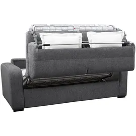 vente-unique Schlafsofa mit Matratze 4-Sitzer - Liegefläche 160 cm - Matratze 13 cm - Stoff - Anthrazit - BEVIS