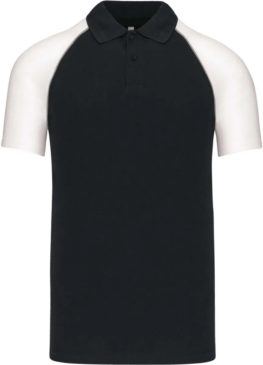Kariban Unisex Baseball Piqué Polo K226 black/light grey/white XL