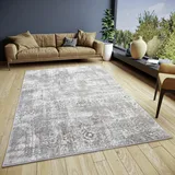 HANSE HOME Style grau (grau,beige), B:57cm H:13mm L:90cm, Polyester, Teppiche, Teppich, Vintage, Kurzflor, Orient Optik, pflegeleicht, robust, glänzend