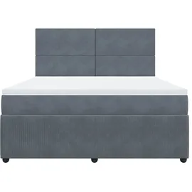 vidaXL Boxspringbett mit Matratze Dunkelgrau 180x200 cm Samt
