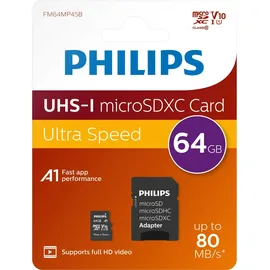 Philips microSDXC 2-Pack 64GB Class 10 UHS-I U1 incl. Adapter