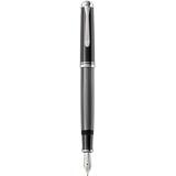 Pelikan Souverän 605 Stresemann, Schwarz-Anthrazit, Feder M (mittel), hochwertiger Kolbenfüller im Geschenk-Etui, 813624