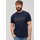Superdry T-Shirt »Basic Shirt CLASSIC VL HERITAGE T SHIRT mit Logodruck«, (Klassische Passform mit Rundhalsausschnitt), aus pflegeleichter Baumwolle für ein angenehmes Tragegefühl, blau