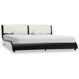 vidaXL Bettgestell mit LED Schwarz und Weiß Kunstleder 180x200 cm vidaXL